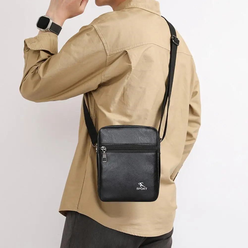 PU Leather Crossbody Messenger Bag For Men Office Worker Sling Shoulder Bags Travel Black Brown Khaki Handbags Small Totes view 3