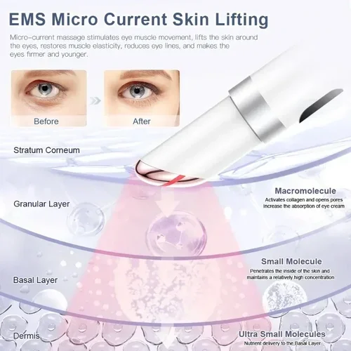 EMS 전기 눈 마사지기, 눈 피부 리프트, 노화 방지, 주름 피부 관리 도구, 진동 45 ℃, 핫 마사지, 눈 이완, 다크 서클 제거  Best5