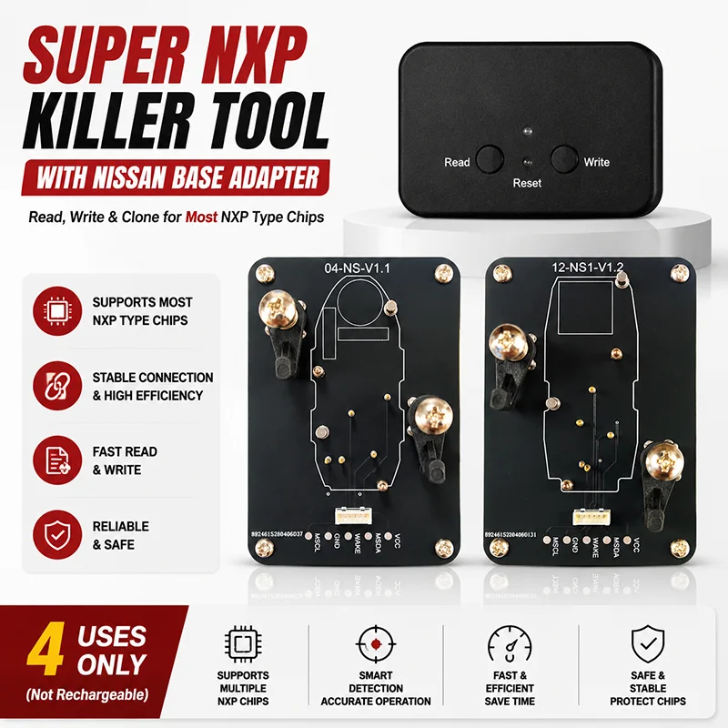 

Super NXP Killer Read Copy Device With Adapter Base For Nissan Key All NXP Smart Keys Clones 4 Tokens & Unlimited Version