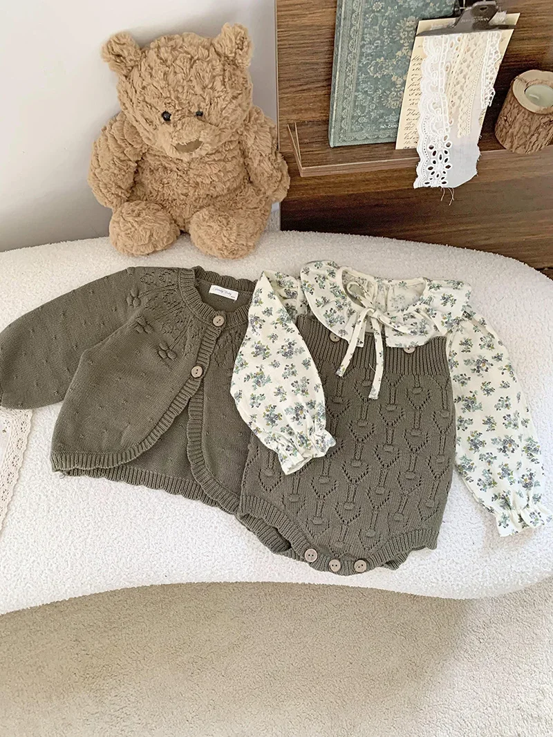 Bardibess Baby Clothing Set Infant Girls Prom Sweaters Knit Bodysuit Girs Outfit
