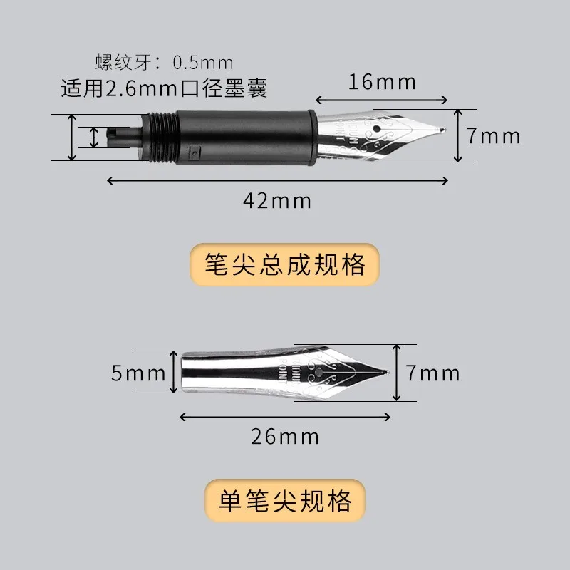 Vulpen Pen Tip Zwart Titanium Legering Pen Punt Gebogen Kunst F 0.5Mm Ef 0.38Mm