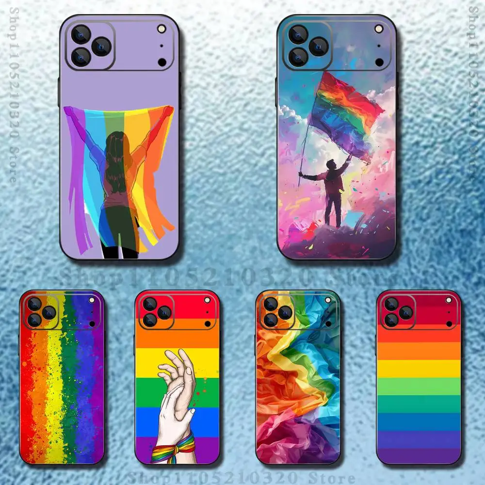 

Lesbian LGBT Rainbow Pride Phone Case For iPhone 17,16,15,14,13,12,11 ,Pro Max,XS,X,XR,SE,Mini,8,7,Soft Silicone Black Cover