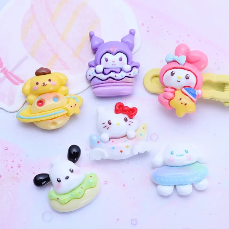 

5 шт., милые наряды Sanrio, мультяшная смола, плоская задняя часть, сделай сам, каваи, аксессуары из смолы, материалы для рукоделия, украшение для скрапбукинга