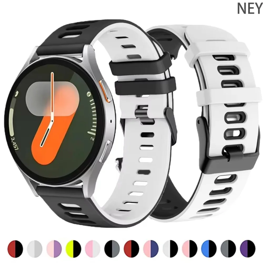Flat Head Two Tone Silicone Strap 20mm 22mm for Galaxy Watch 6 5 4 Classic 7 FE Huawei GT 2e Amazfit GTS 4 3 2 GTR 4 3 Pro Bip