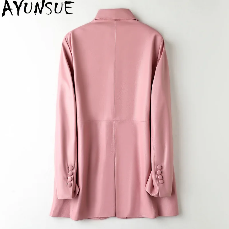 AYUNSUE Genuine Leather Jacket Women Real Sheepskin Womens Coat Autumn Clothes 2025 Mid-length Suit Jackets Jaqueta De Couro