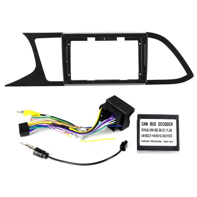 MEKEDE For Seat Leon 2012-2018 9inch Car Radio Bezel Frame Dashboard Mounting Panel Frame Cable Canbus Protocol Box Complete Set