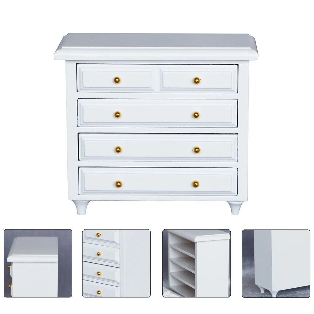 Decor House Drawer Mini Cabinet Ornament Artigianato Modello in legno per la casa Bianco solido