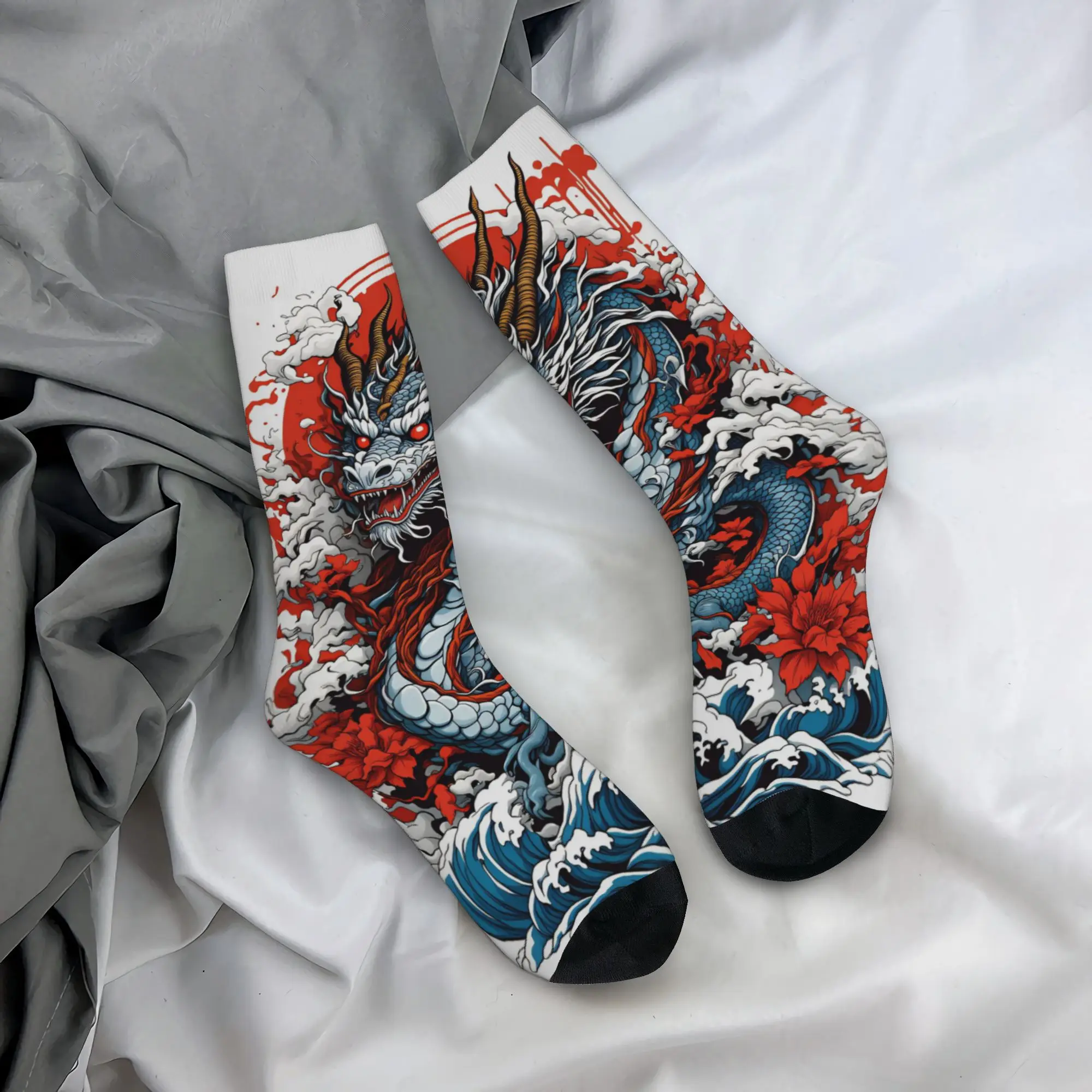 

Dragon Pattern Stockings Adults Men Socks Medium Soft Funny Socks Autumn Outdoor Anti-Slip Design Socks Gift