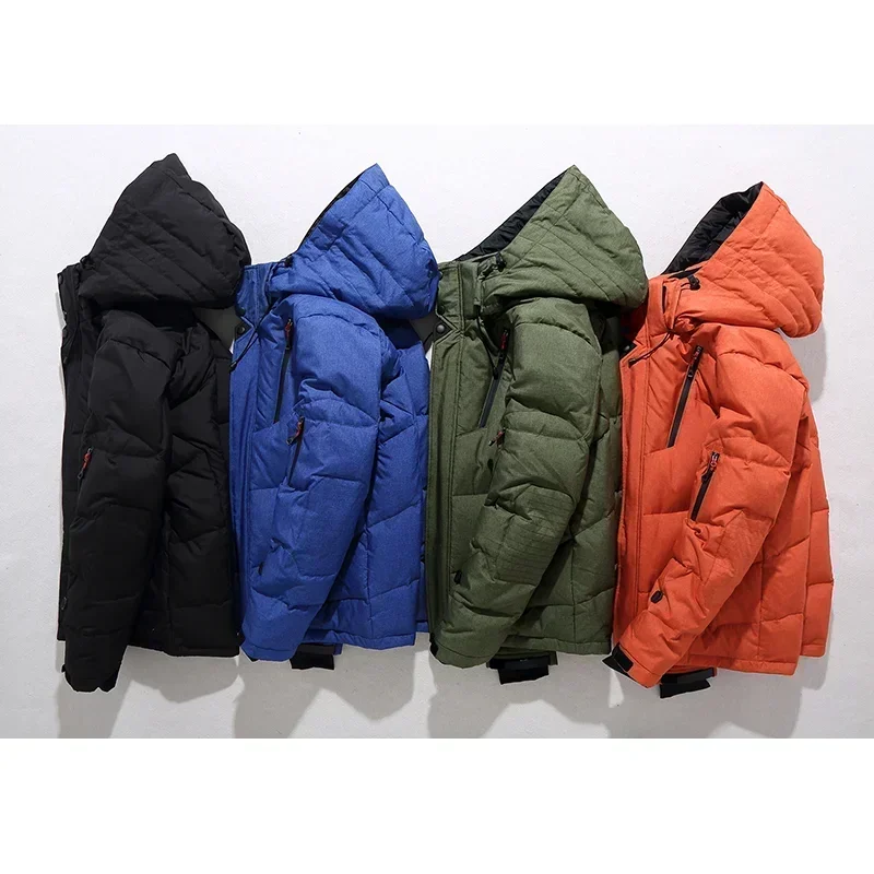 Men's White Duck Down Jacket Warm Hooded Thick Puffer Jacket Coat Male Casual High Quality Overcoat Thermal Winter Parka Men