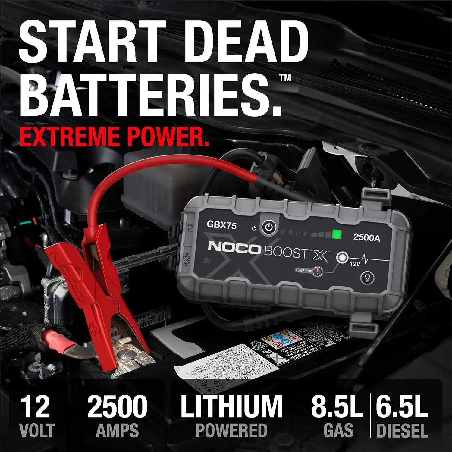 Portátil de lítio Jump Starter, Boost X GBX75, 2500A, 12V, Bateria de carro Booster, USB-C Carregador Powerbank