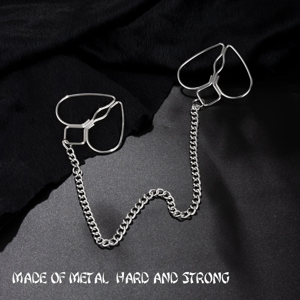 Heart Nipple Clamps With Chain Sex Adjustable Body Clips Non-Piercing Jewelry For Women And Couples