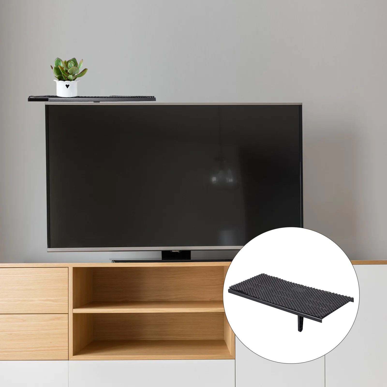 

1Pcs Display Monitor Shelf Iron Stb Rack Strong Bearing Capacity Black TV Screen Platform Multifunctional Storage Stand