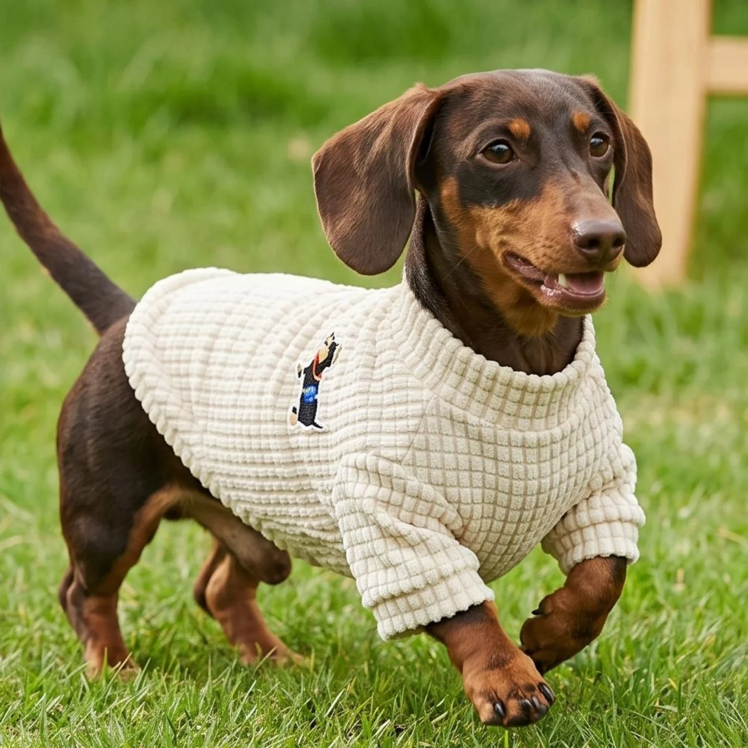1 Stück Waffelstruktur-Hundepullover mit Cartoon-Hunde-Stickerei, Haustierkleidung für kleine und mittelgroße Hunde, Chihuahua, Pudel, Haustierbekleidung – Detail 7
