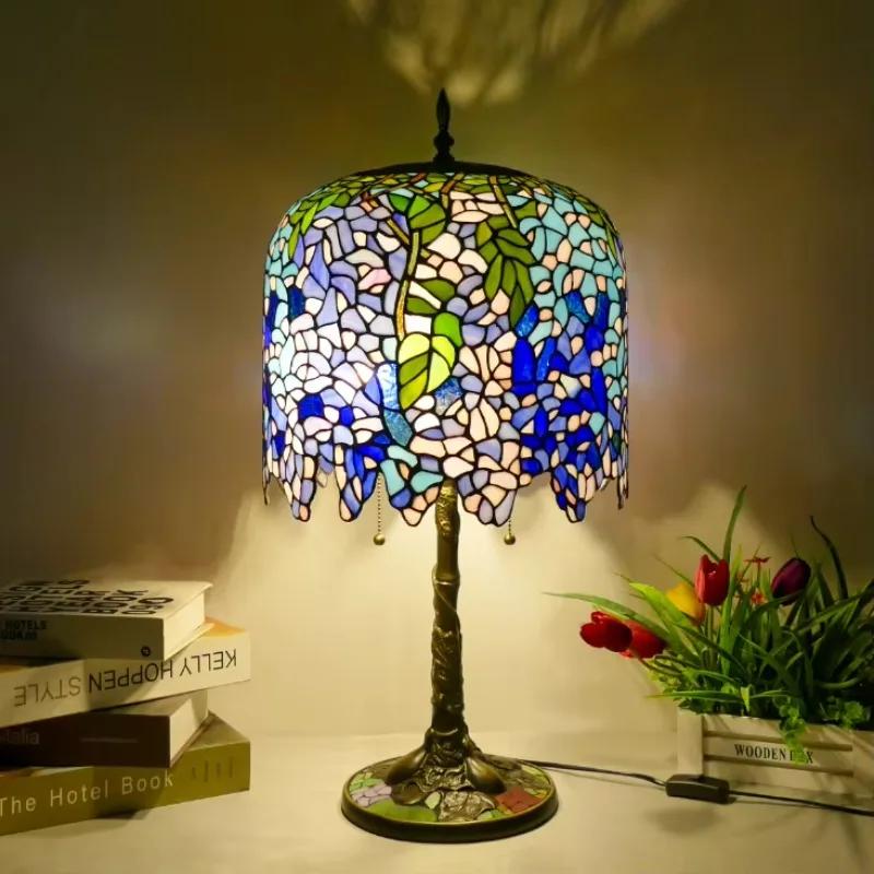 

Table lamp stained glass table lamp, handmade wisteria fancy lampshade, living room bedroom, bedside lamp