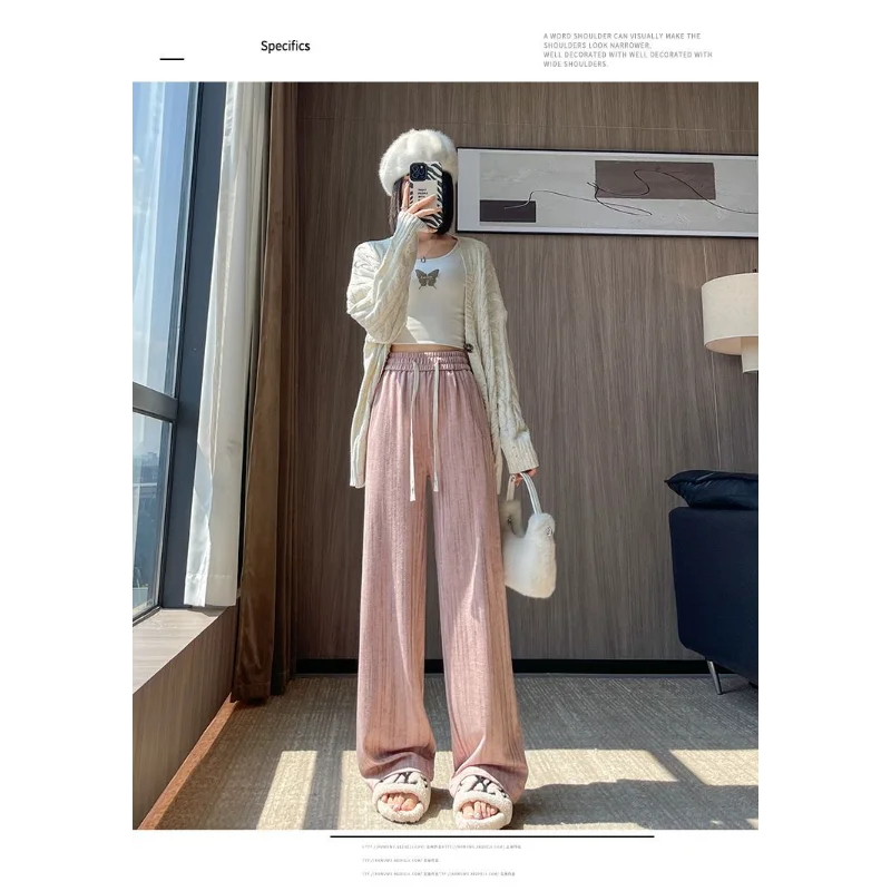 Nouveau Tie-dye diamant velours rétro paresseux drapé ample taille haute décontracté droit jambe large pantalon de sol