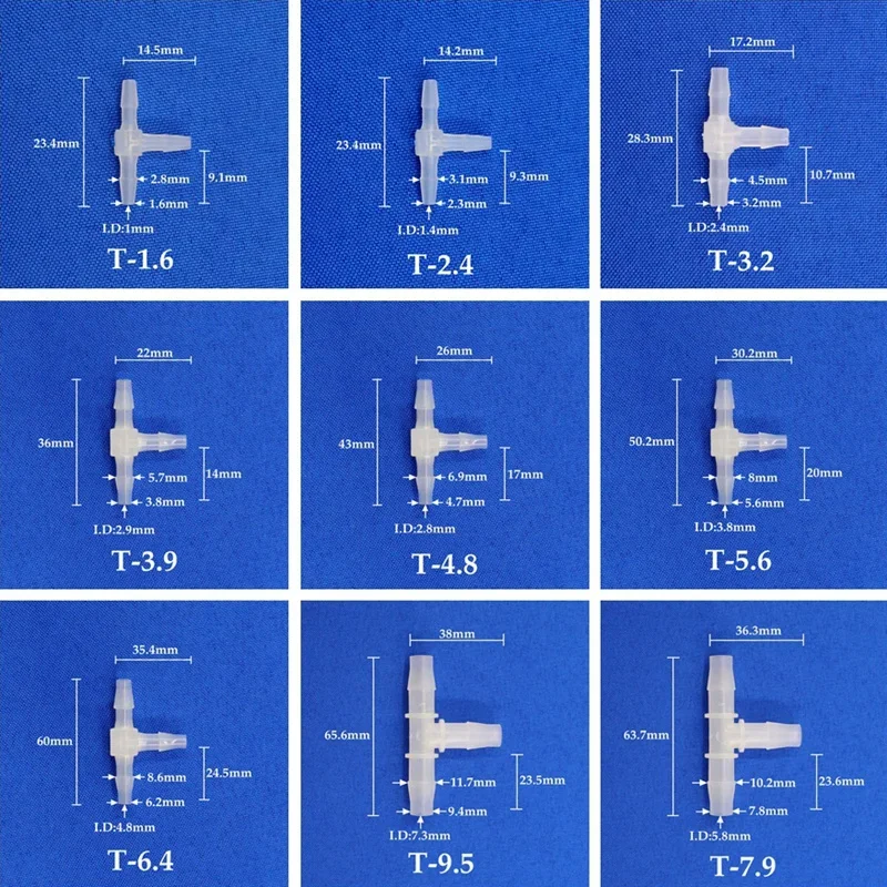 5–100 pcs translucent PP equal tee fittings for aquariums, fish tanks, air pumps, aerators, and garden irrigation systems • DIN