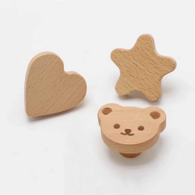 Beautiful Heart Shape Furniture Handles Moon Drawer Wooden Knobs Star Cloud Children Decoration Cabinet Wood Pulls