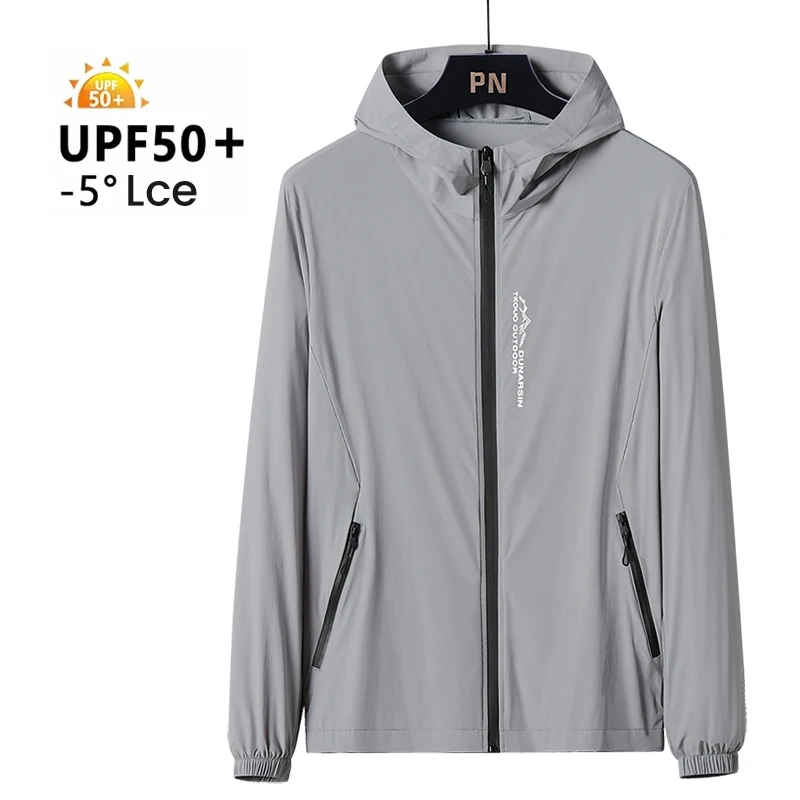 Summer Fashion Men Sun Protection Jacket Ice Silk Ultra-Thin Hooded Windbreaker with Loose Fit Sporty Look UPF 50+ Skin Coats