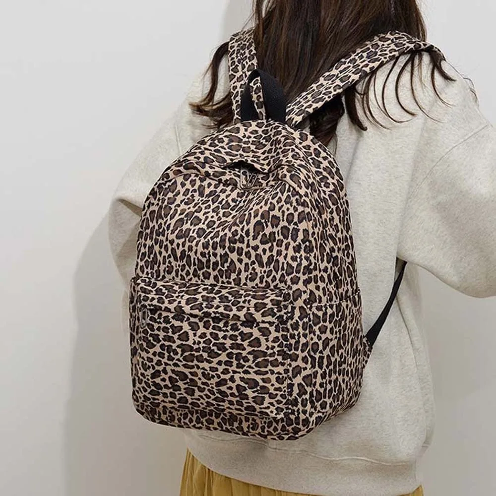 

Легкий нейлоновый рюкзак с леопардовым принтом, ретро-рюкзак для студентов, школьная сумка, прочный полиэстеровый рюкзак большой вместимости для повседневного использования