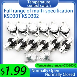 KSD301 302 10A 16A 250V 40-300degree Ceramic Normally Closed Open Temperature Switch Thermostat 85C 95C 130C 150C 180C 250C 300C