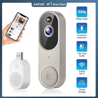 2.4GHZ WIFI video doorbell camera Intelligent intercom humanoid recognition 1080P HD night vision security smart home doorbell