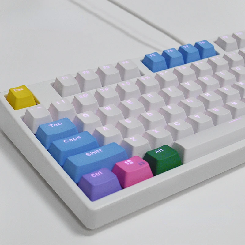 104 Colored PBT Keycaps for Mechanical Keyboard OEM Profile Double Shot Dip Dyeing Color Key Cap