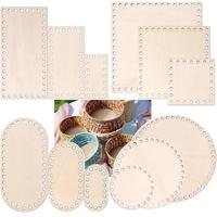 3 Pcs/Set Crochet Basket Base Poplar Plywood Unfinished Blank Cross Stitch Carved Hand-Woven DIY Crafts Basket Wooden Bottom