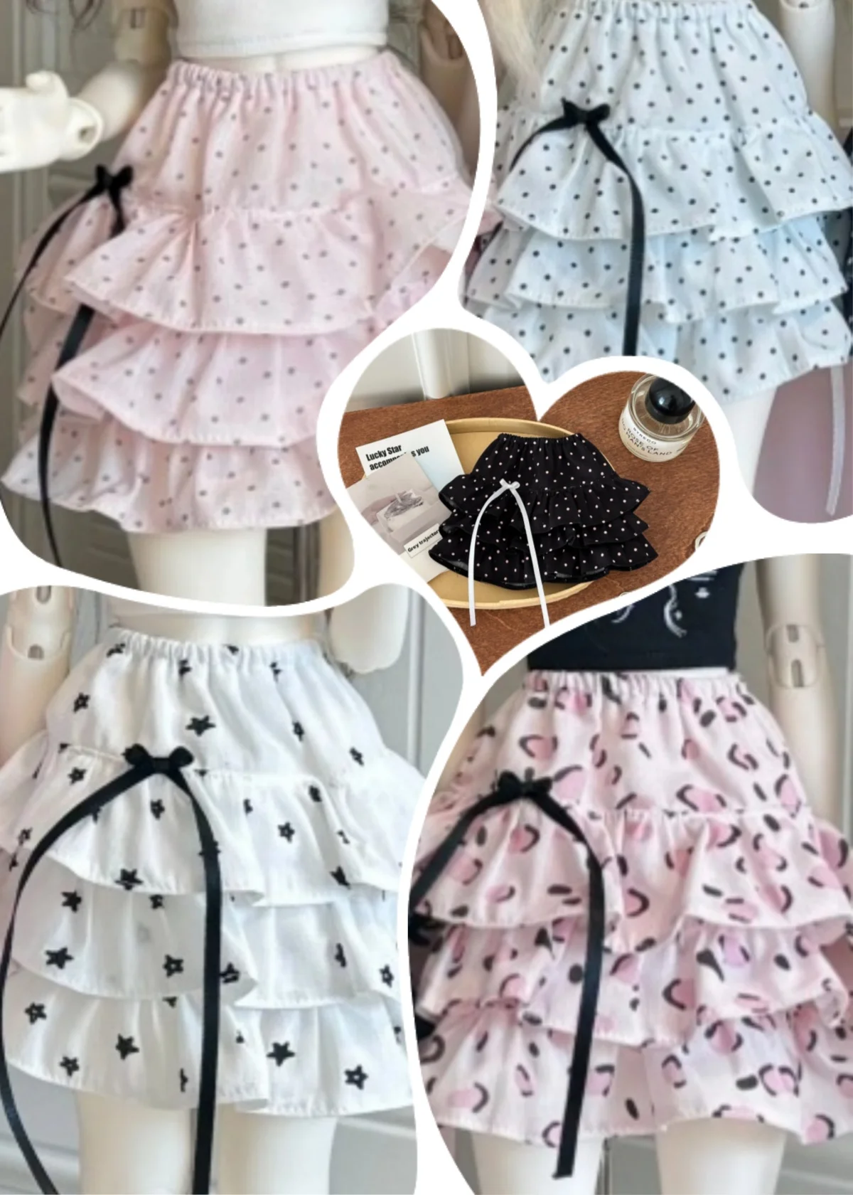 【30days Made】1/3 1/4 1/6 BJD Doll's Clothing Accessories Handmade Tiered Skirt Polka Dot Print Design Fit Girl Action Body Toys