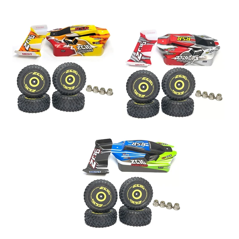 RC Karosserie Shell Heckflügel und Rad Reifen Set für Wltoys 144001 144010 1/14 RC Auto Upgrade Teile Ersatz zubehör