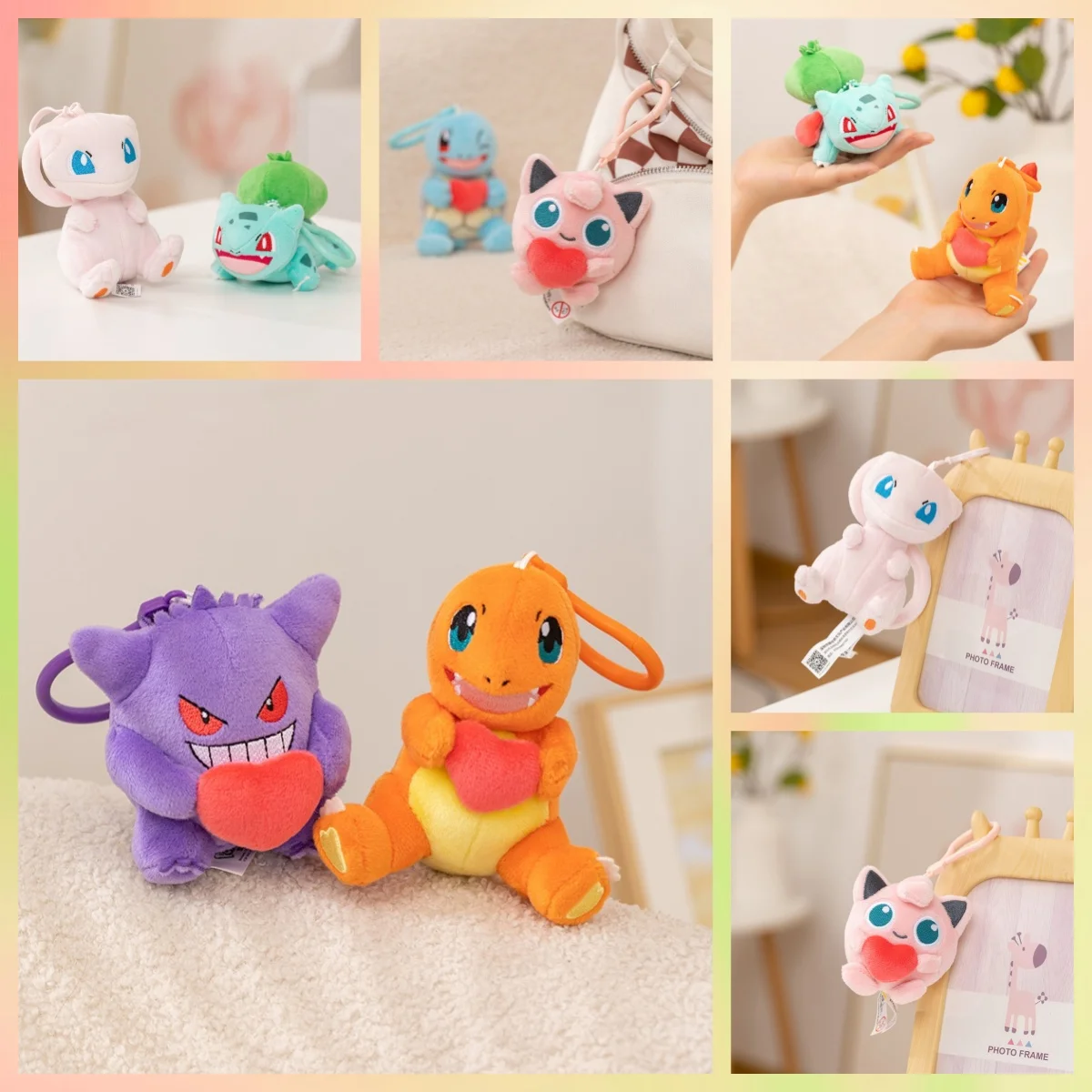 

Pokemon Pikachu Plush Charmander Pendant Gengar Jigglypuff Mew Toy Lvysaur Doll Squirtle Soft Cute Lovely Gift Children