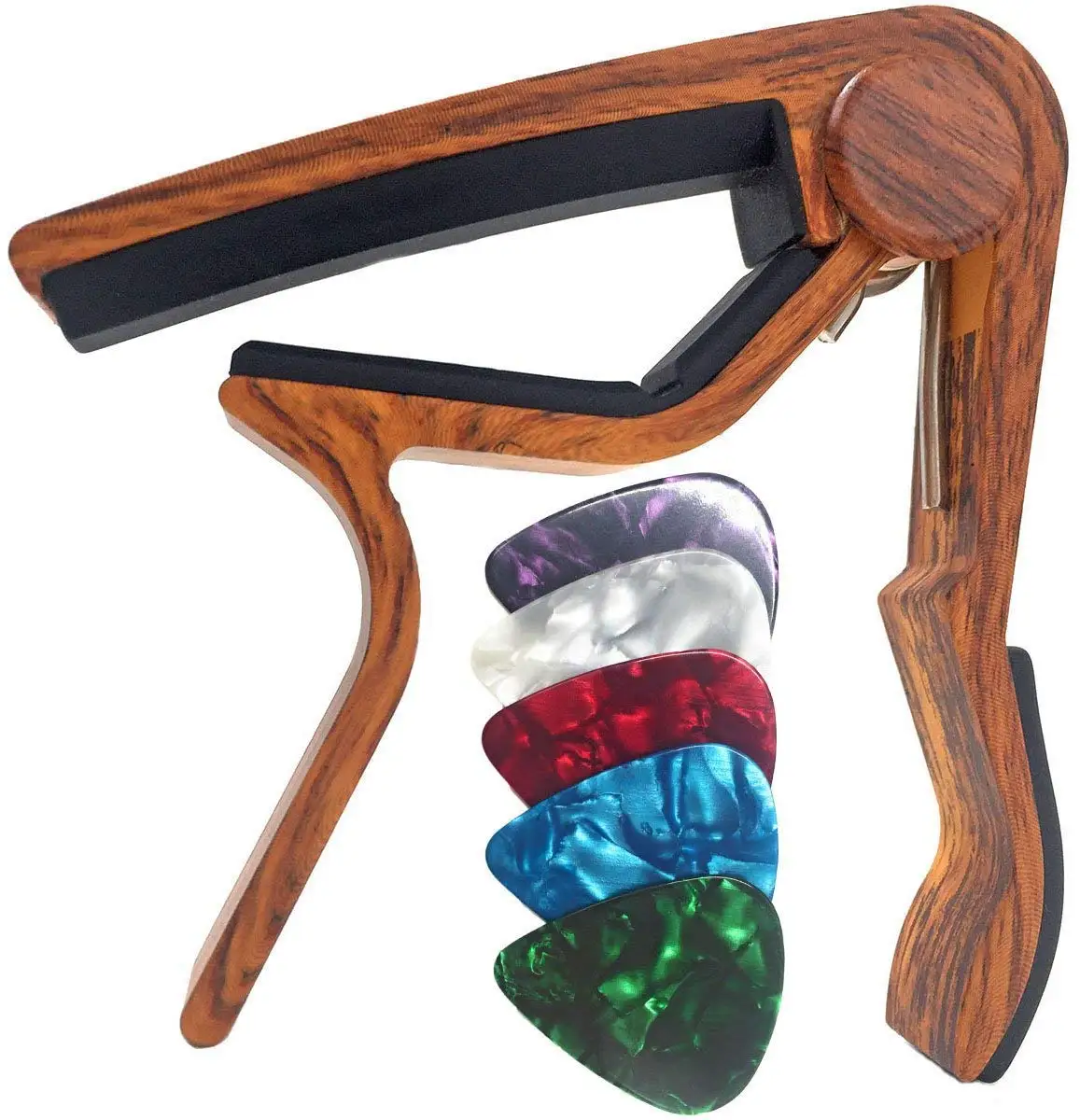 Miwayer Guitar Capo for Acoustic and Electric Guitars Rosewood Color with 5 Picks