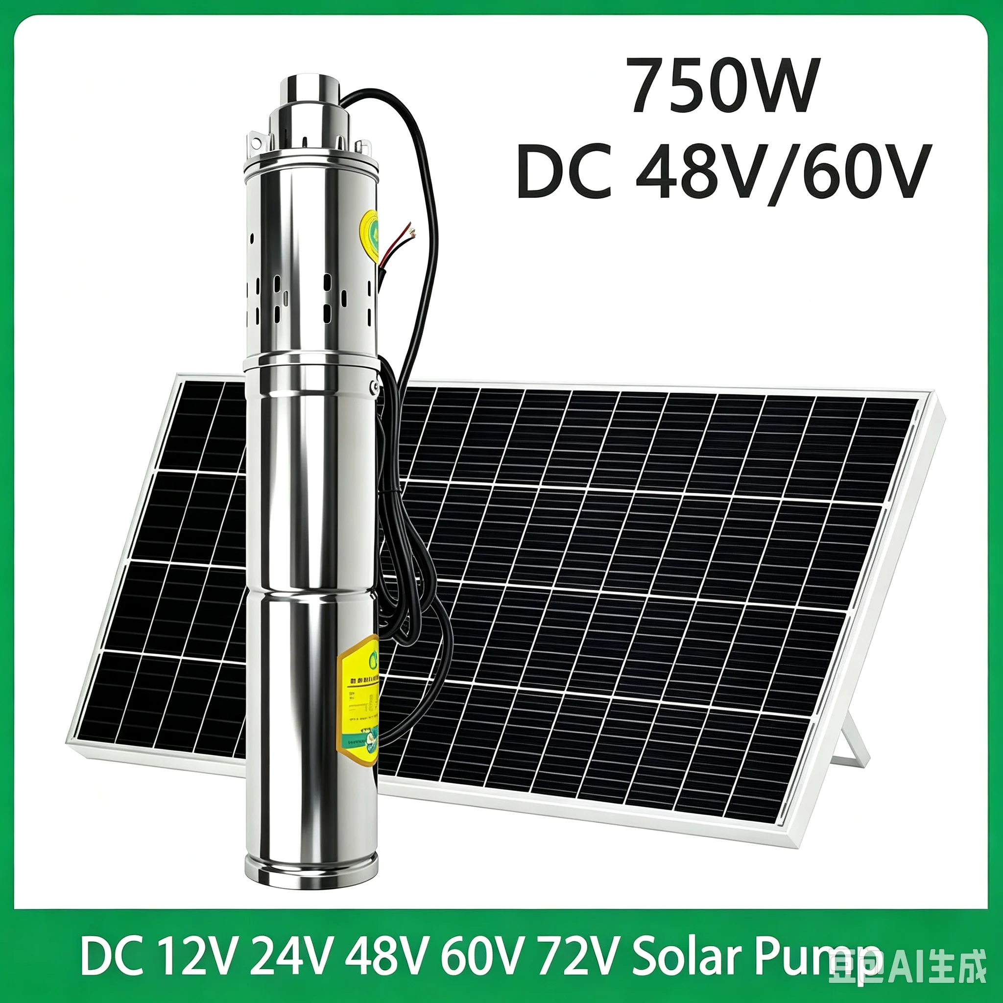 750W 370W 150W 12V-72V Solar DC Brushless Deep Well Pump Built-In MPPT Controller Solar DC Submersible Pump 2-Year Warranty