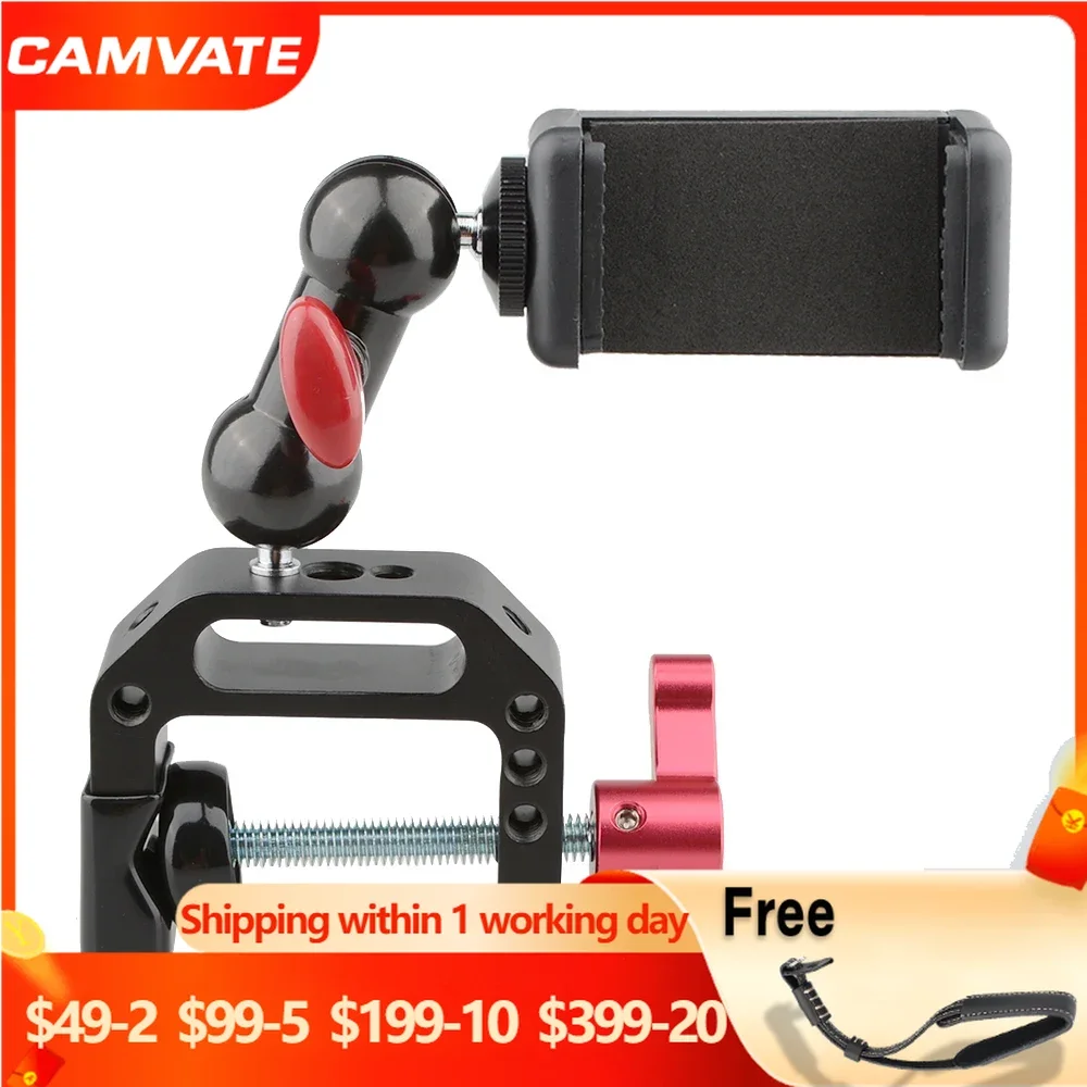 CAMVATE Desk Mount Clamp Ball Head Phone Holder Bracket For Photography Accessories Cellphone Video Rig Load Capacity 1.5 KG