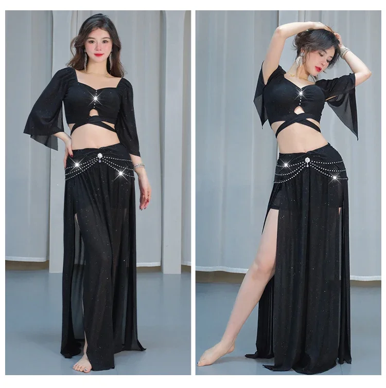 

Сексуальная одежда для тренировок по восточному танцам для взрослых и женщин, тренировочная одежда для танца живота, удобный дышащий сетчатый комплект для выступлений