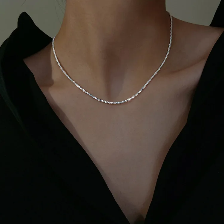 2024 Silver Colour Sparkling Clavicle Chain  New Popular Choker Necklace for Women Fine Jewelry Wedding Accesories Party Gift