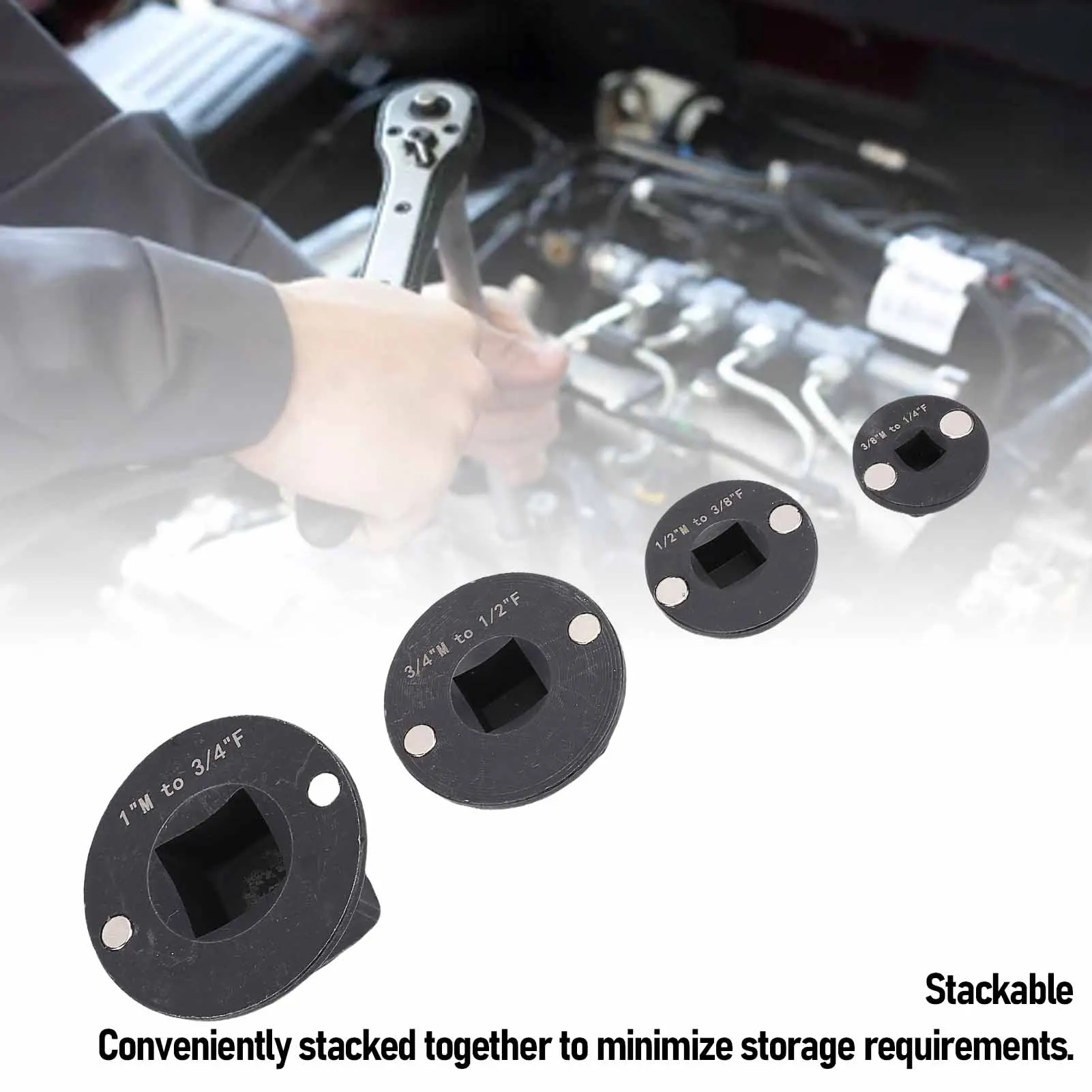 Adattatore per presa bassa con supporto magnetico 1 pollice M-3/4 pollici F 3/4 pollici M-1/2 pollici F Adattatore per presa bassa per spazi stretti