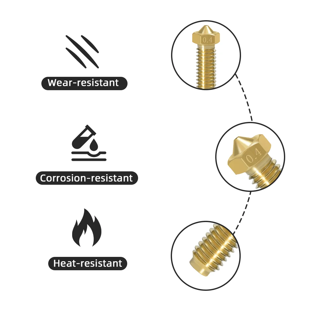 BIGTREETECH Threaded Nozzle Brass High Flow 0.2 0.4 0.6 0.8 1.0mm Upgrade For 1.75 Filament Anycubic Kobra 2 Hotend Extruder