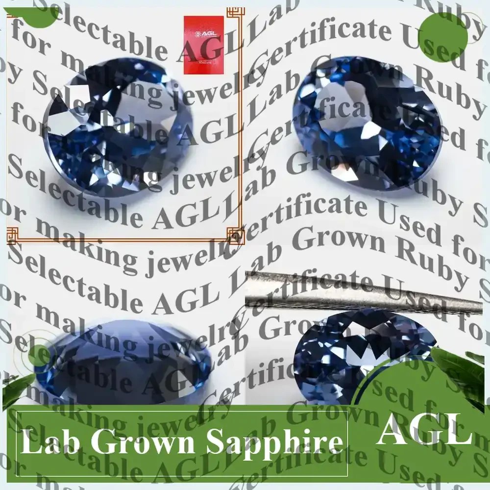 

Лабораторно выращенный сапфир овальной формы цвета василькового синего, сертифицированный AGL, для изготовления ювелирных изделий оптом, для колец