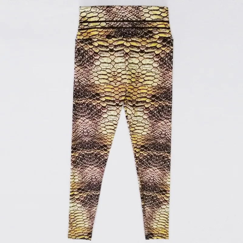 Fcexio Zomer Nieuwe Snake Skin Print Dames Sport Leggings Hoge Taille Hardloop Tght Fitness Workout Yoga Gym Cosplay Broek