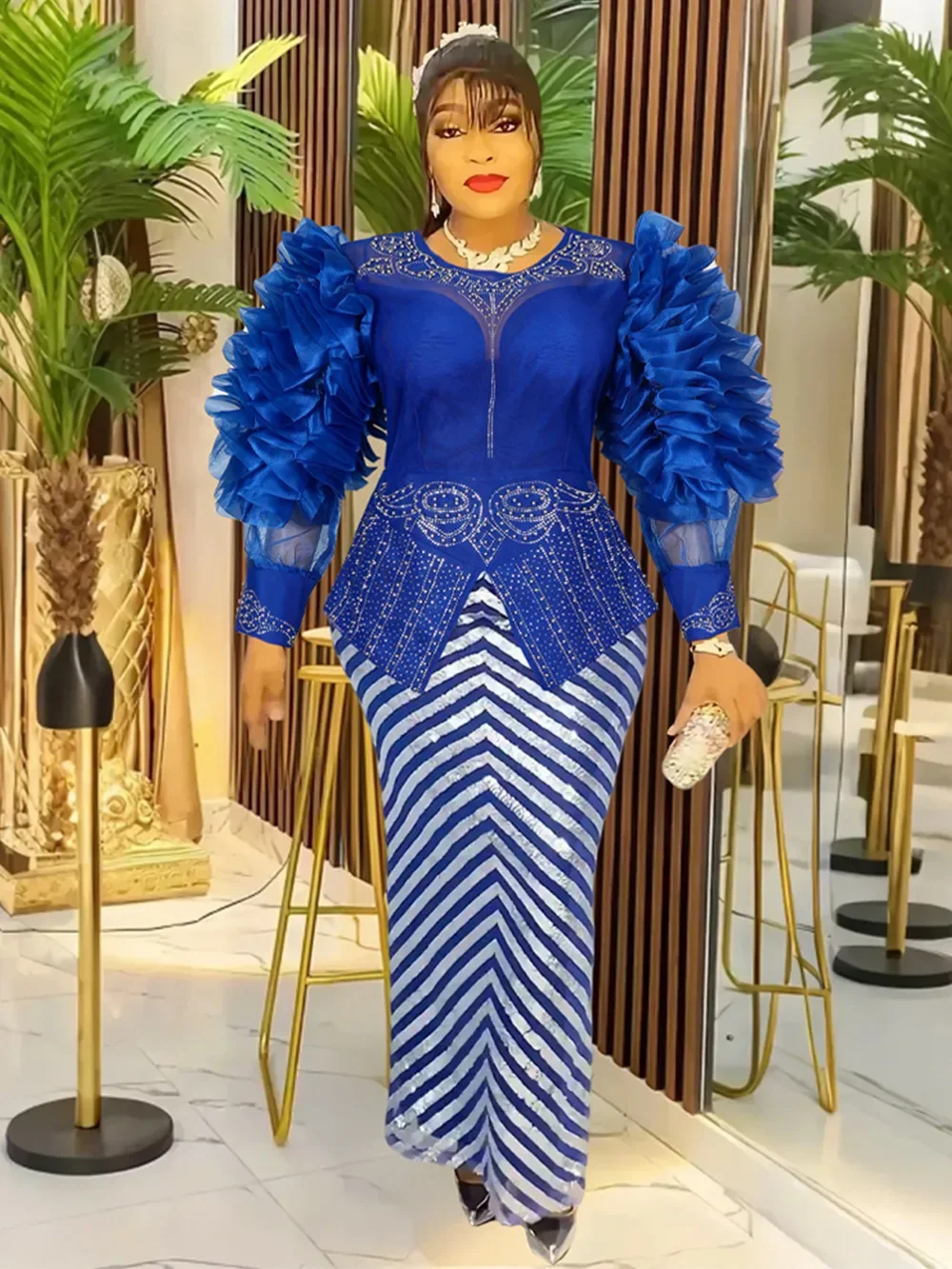 

Plus Size Evening Dresses for Women African Luxury Sequin Gown Elegant Turkey Wedding Party Long Dress Ankara Ladies Clothing