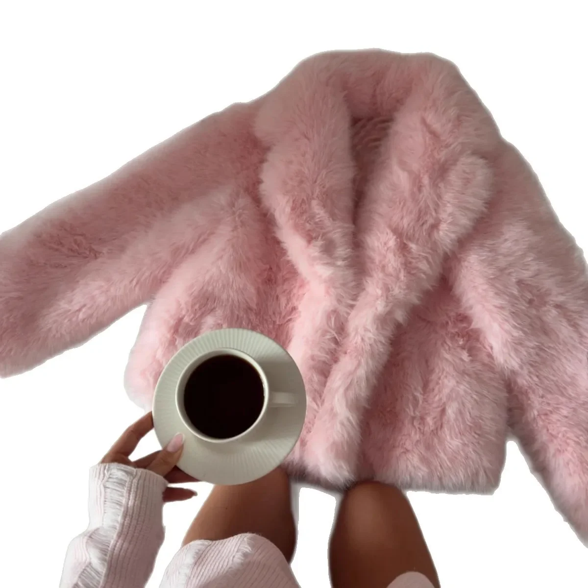 اقتصاص المرأة الشتاء فو الفراء سترة بلون دعوى طوق سيدة الفراء الاصطناعي أبلى الحرارية تصميم الإناث معطف فرو المنك #5