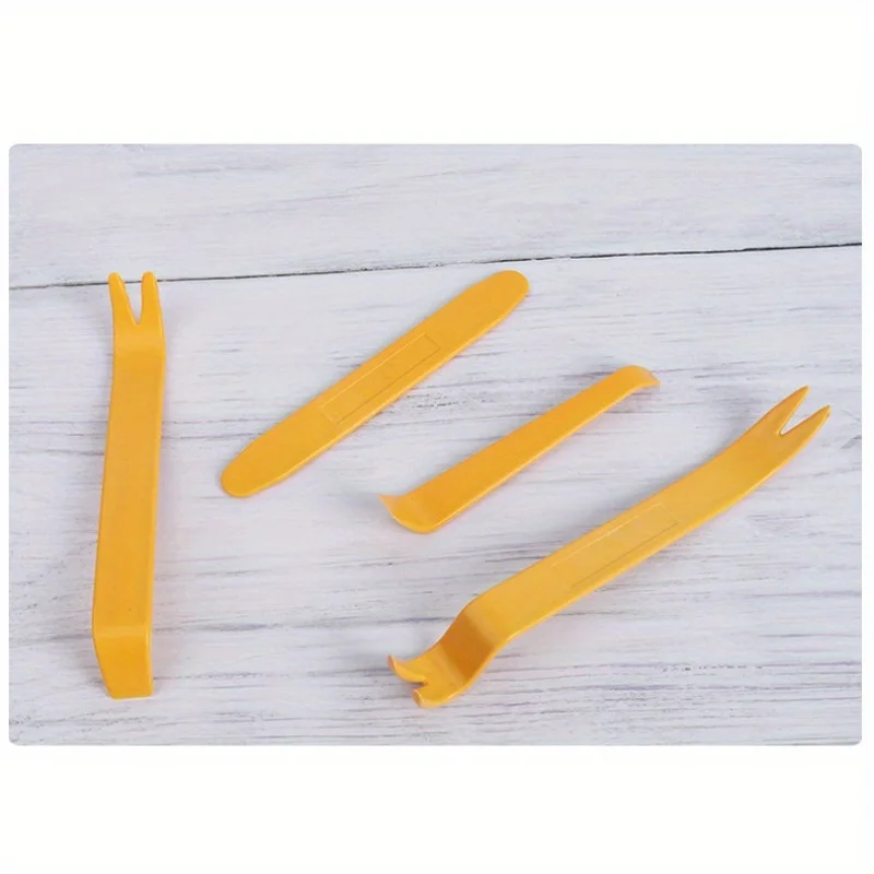 4pcs Car Audio Disassembly And Assembly Tools Yellow Plastic Crowbar For Car Door Panel Interior Buckle Navigator Disassembly