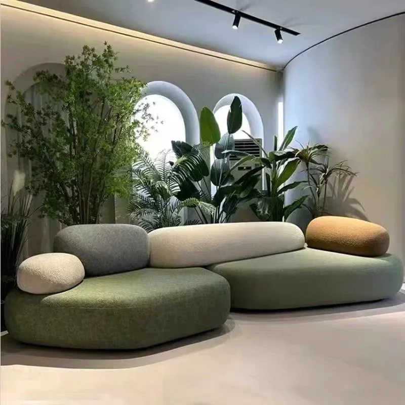 Large apartment vacuum compression pebble fabric sofa