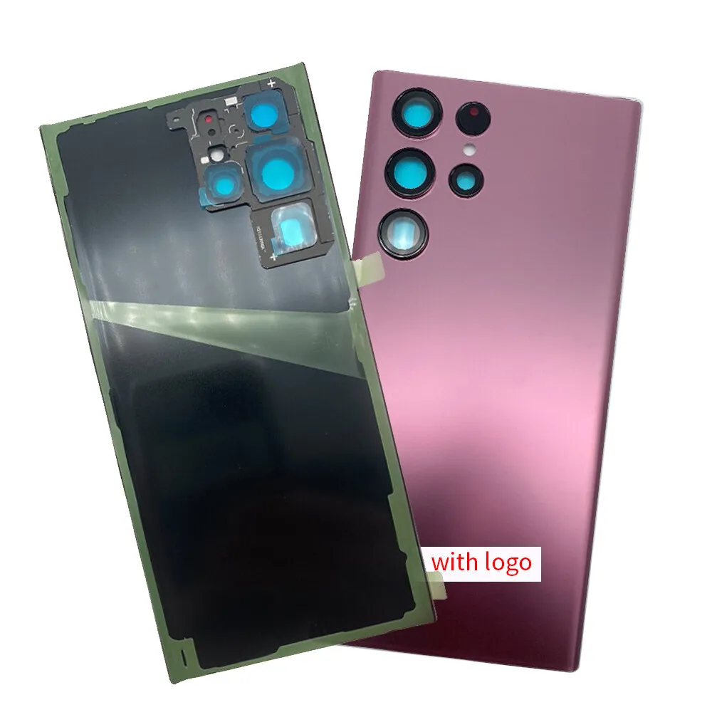 Compatible For Samsung Galaxy S22Ultra Housing Glass Battery Cover S22U Rear Door Back Case With Camera Lens&Logo