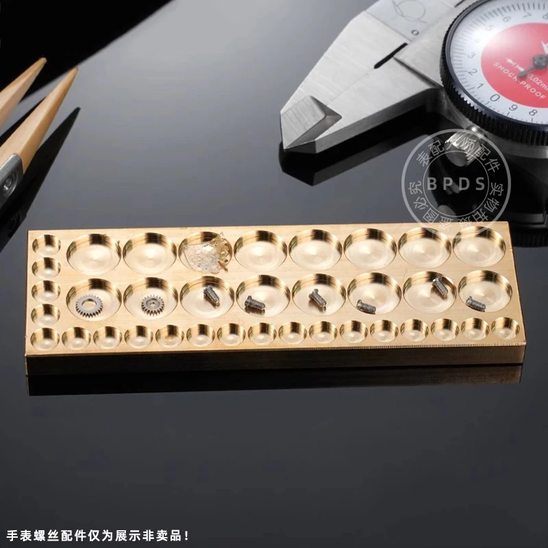 Pure Copper Watch Accessory Storage Box Screw Assortment Box Pure Copper Tiny Screw Storage Plate for Watch Repair Tool