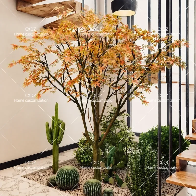 Simulated maple tree fake maple landscape living room indoor and outdoor landscaping decoration living room large fake maple