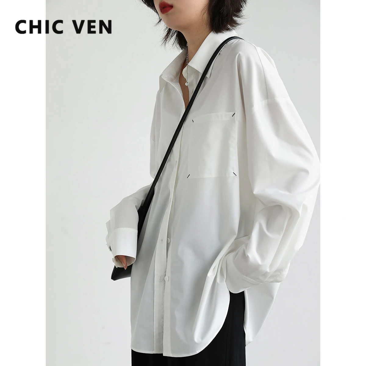 CHIC VEN Women's Shirts Long Sleeve Casual Loose Sunscreen Top Woman Shirt Solid Female Top Office Lady Coat Spring Summer 2022