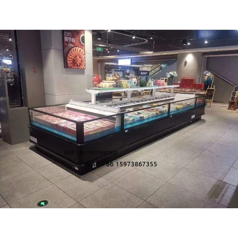 Carrier 2.6 Meter Commercial Glass Air Cooling Freezer Display Fridge with Automatic Defrost for Supermarket Use