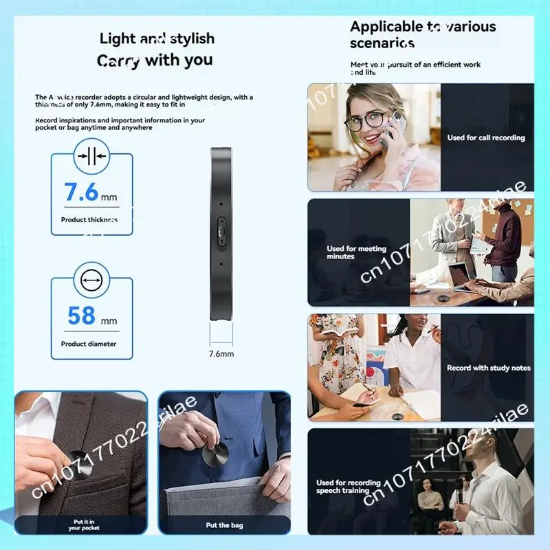 Grabadora de voz A17Z A6 con aplicación de transcripción Chatgpt, dictáfono de Control, dictáfono controlado por aplicación
