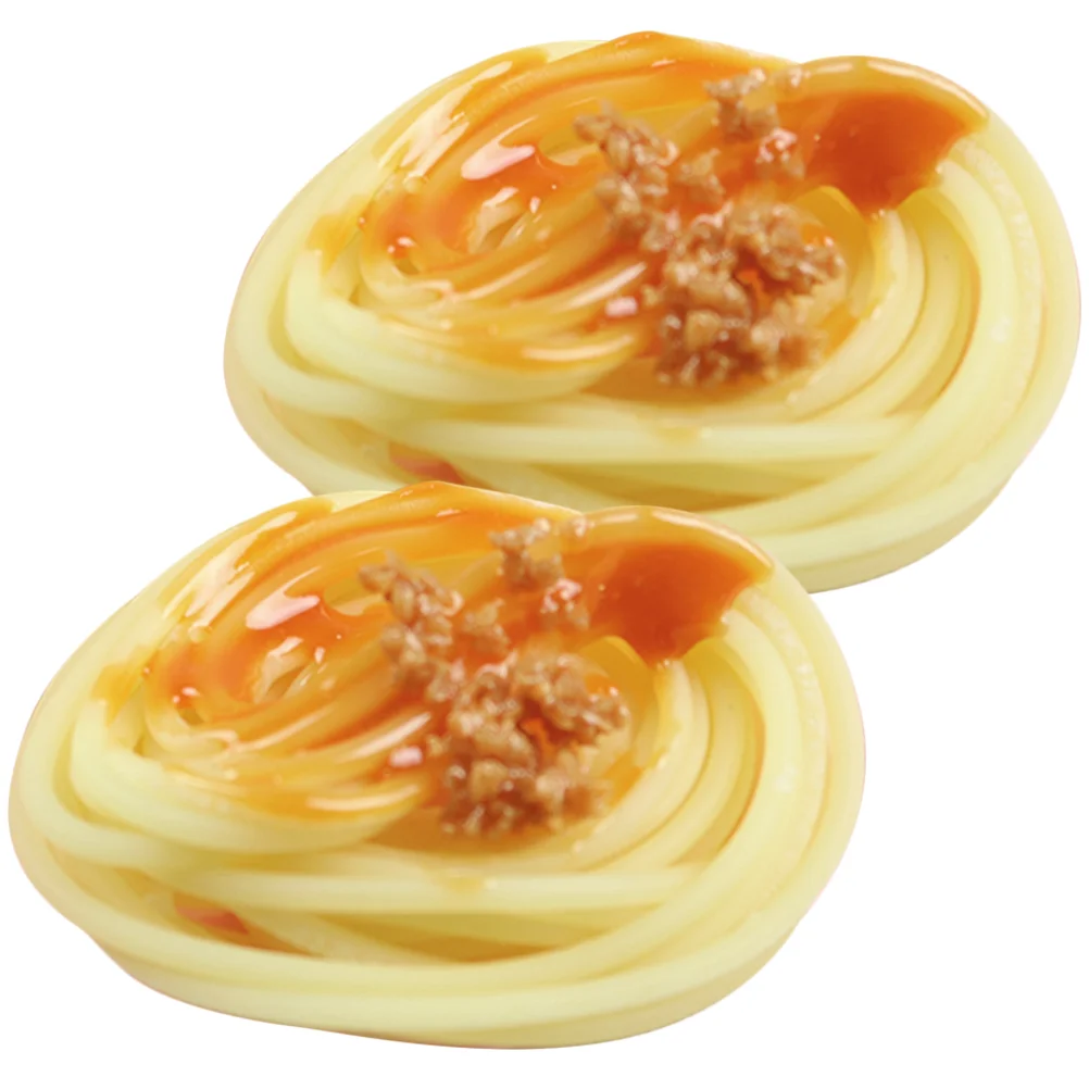 2 Pcs Pasta with Artificial Sauce Realistic Prop Toy Bowl Fake Food Spaghetti Models Props